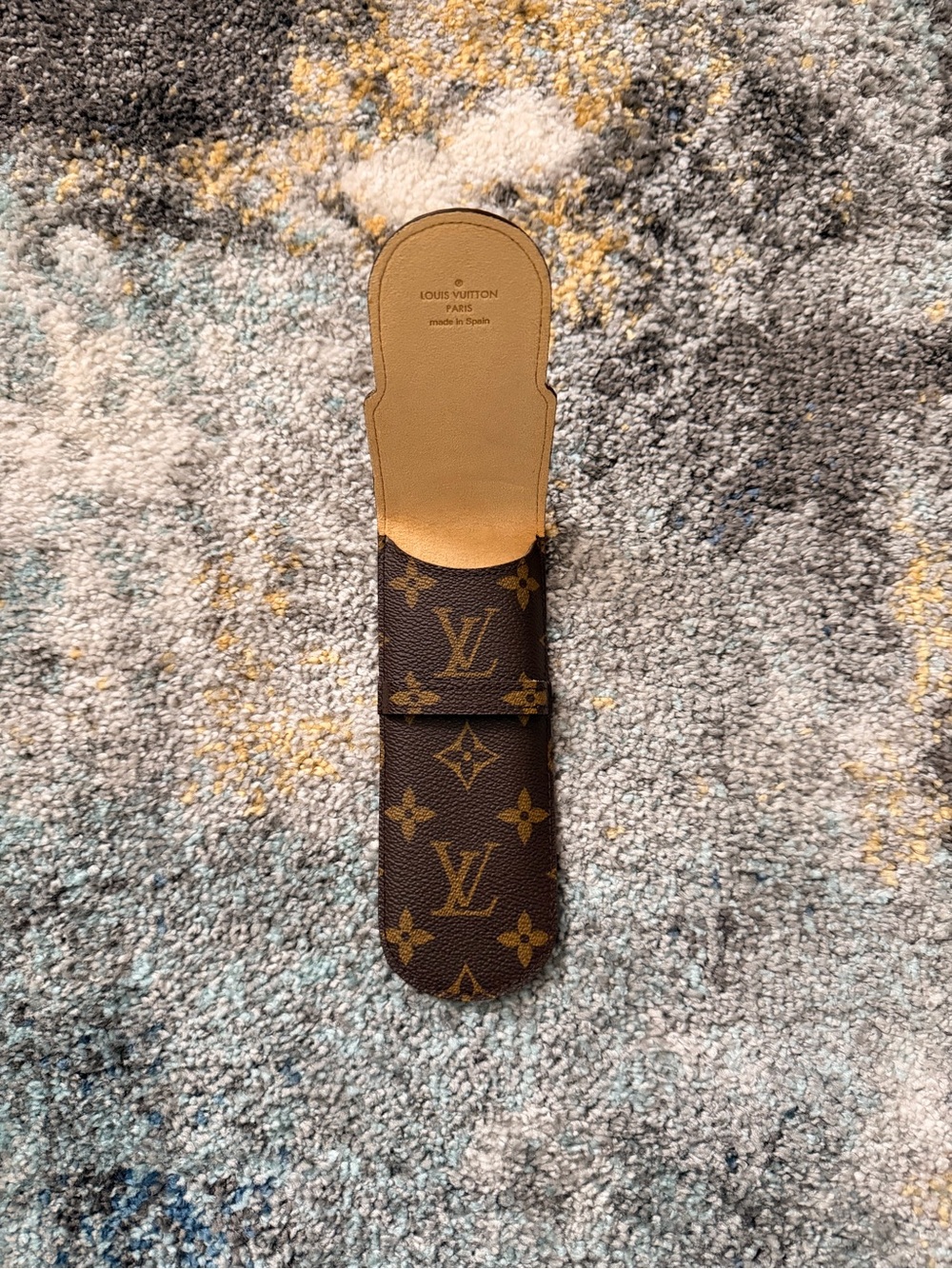 Louis Vuitton Brown Monogram Leather Pen Case with Tan Interior